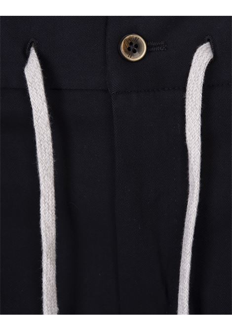 PT TORINO Pantaloni Slim Fit Con Coulisse In Misto Cashmere Blu - PT TORINO