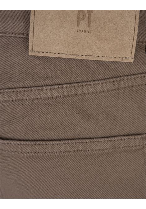 PT05 Pantaloni Slim Fit In Cotone E Lyocell Marroni - PT05