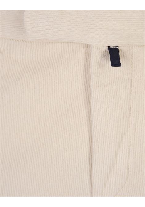 INCOTEX Pantaloni Slim Fit In Velluto A Coste Bianco Crema - INCOTEX