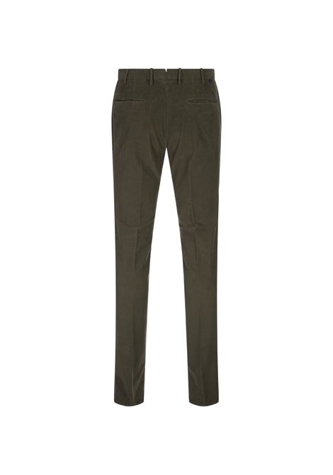INCOTEX Pantaloni Slim Fit In Velluto A Coste Verde Muschio - INCOTEX