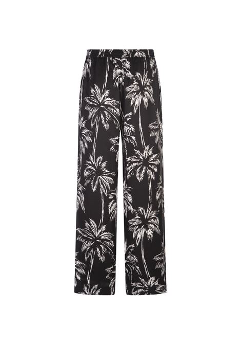 BALMAIN Pantaloni Stile Pigiama Neri Con Stampa Palme - BALMAIN