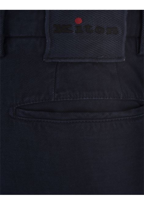 KITON Pantaloni Straight-Leg In Cotone E Cashmere Blu Scuro - KITON