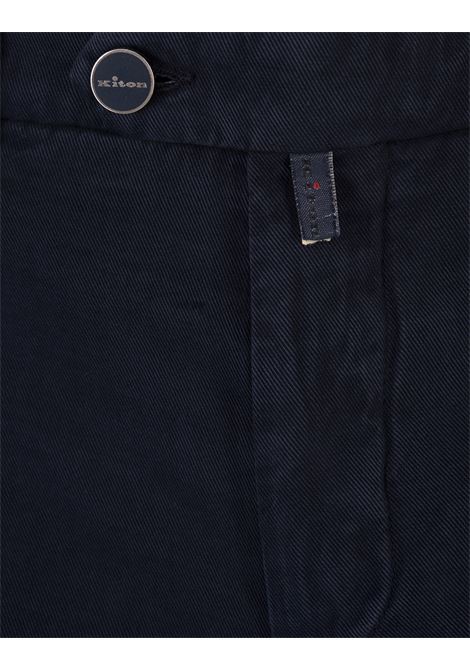 KITON Pantaloni Straight-Leg In Cotone E Cashmere Blu Scuro - KITON