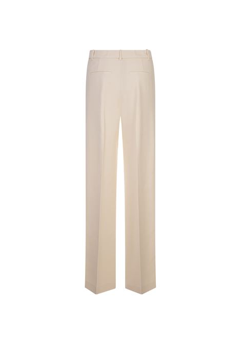 BLUMARINE Pantaloni Wide Leg In Viscosa Crepe Bianca - BLUMARINE