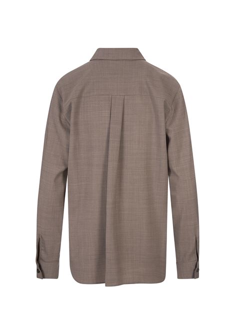 PAROSH Camicia Lille In Lana Stretch Taupe - PAROSH