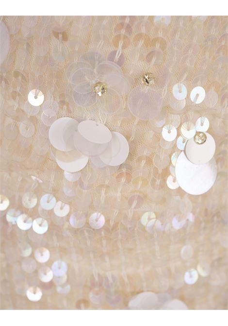 PAROSH Top Crop Full Paillettes Glow Bianco - PAROSH