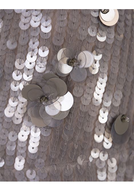 PAROSH Top Crop Full Paillettes Glow Grigio - PAROSH