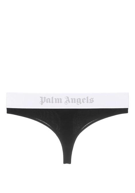PALM ANGELS Perizoma Nero Con Banda Logo Bianca - PALM ANGELS