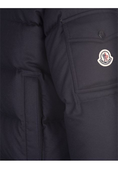 MONCLER Piumino Corto Vezere Blu Notte Con Cappuccio - MONCLER