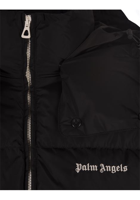 PALM ANGELS Piumino Nero Con Logo A Contrasto - PALM ANGELS