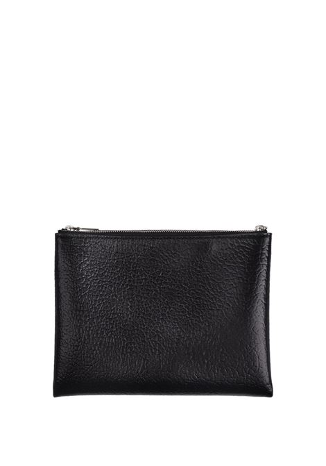 ALEXANDER MCQUEEN Pochette In Pelle Martellata Nera Con Logo - ALEXANDER MCQUEEN