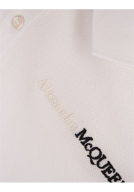 ALEXANDER MCQUEEN Polo Bianca Con Ricamo Logo Bicolore - ALEXANDER MCQUEEN