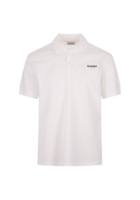 ALEXANDER MCQUEEN Polo Bianca Con Ricamo Logo Bicolore - ALEXANDER MCQUEEN