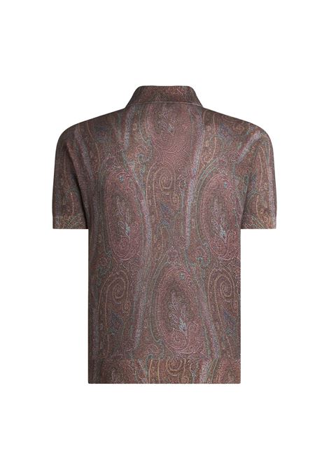 ETRO Polo Bordeaux In Misto Seta E Cashmere Con Stampa Paisley - ETRO