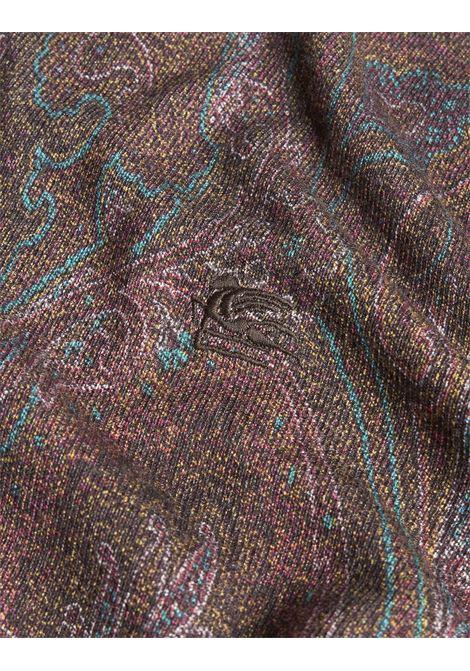 ETRO Polo Bordeaux In Misto Seta E Cashmere Con Stampa Paisley - ETRO