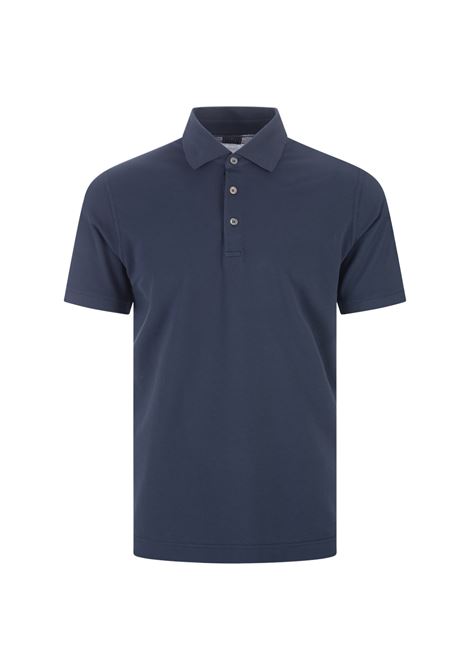 FEDELI Polo In Leggero Piquet Di Cotone Blu Scuro - FEDELI