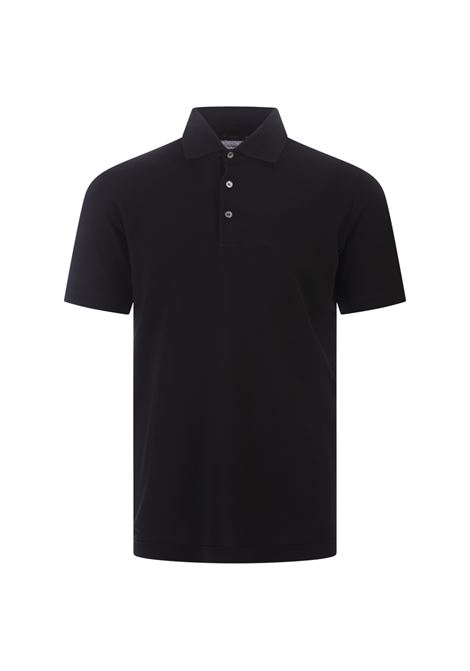 FEDELI Polo In Leggero Piquet Di Cotone Nero - FEDELI