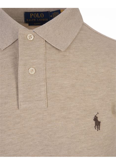 RALPH LAUREN Polo In Piqué Slim-Fit Beige - RALPH LAUREN
