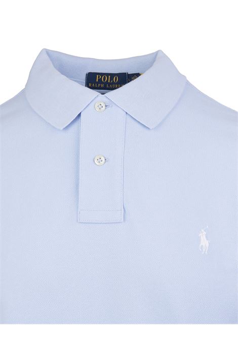RALPH LAUREN Polo In Piquet Slim-Fit Azzurro Cielo E Bianca - RALPH LAUREN
