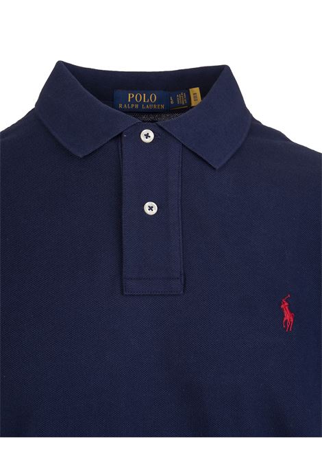 RALPH LAUREN Polo In Piquet Slim-Fit Blu Navy E Rossa - RALPH LAUREN