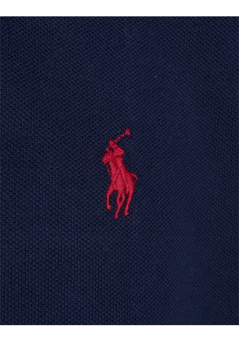 RALPH LAUREN Polo In Piquet Slim-Fit Blu Navy E Rossa - RALPH LAUREN