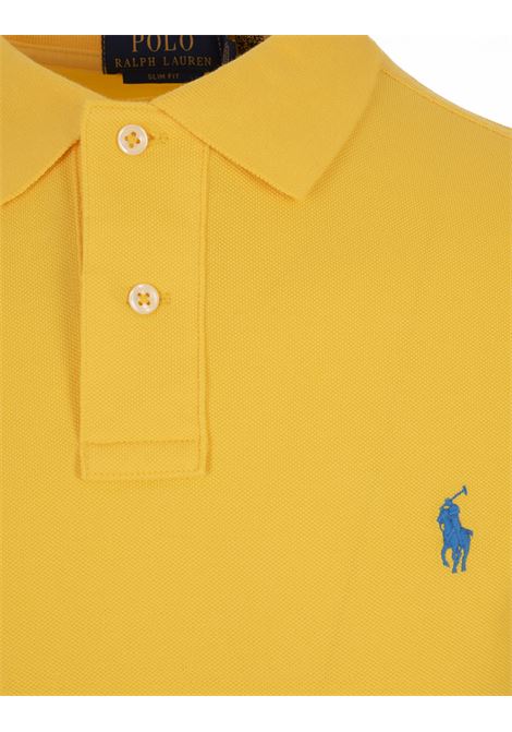 RALPH LAUREN Polo In Piquet Slim-Fit Giallo Oasi E Blu - RALPH LAUREN