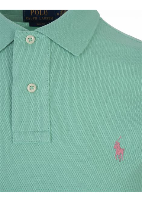 RALPH LAUREN Polo In Piquet Slim-Fit Verde Tramonto E Rosa - RALPH LAUREN