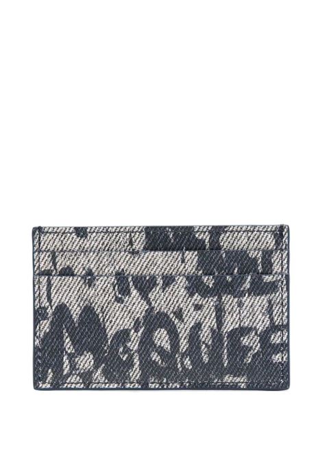 ALEXANDER MCQUEEN Portacarte Graffiti McQueen Blu - ALEXANDER MCQUEEN