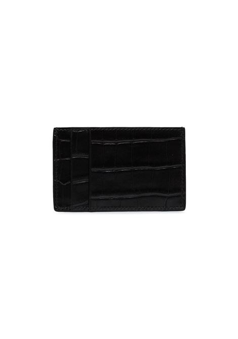 ALEXANDER MCQUEEN Portacarte Impresso Coccodrillo Nero - ALEXANDER MCQUEEN