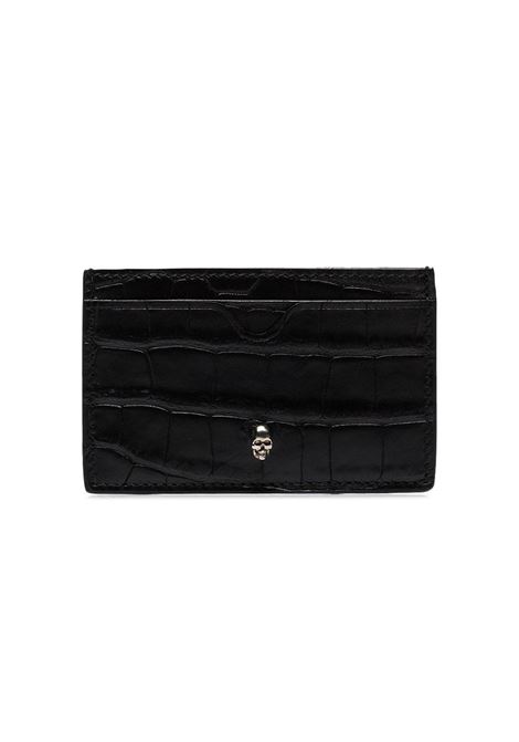 ALEXANDER MCQUEEN Portacarte Impresso Coccodrillo Nero - ALEXANDER MCQUEEN
