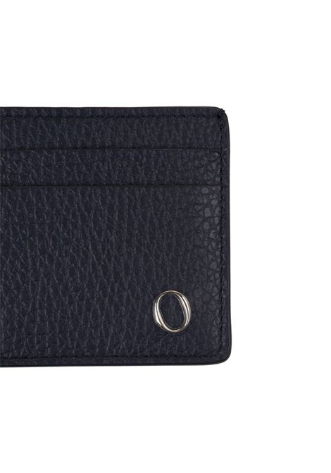 ORCIANI Portacarte In Pelle Martellata Blu Navy Con Logo - ORCIANI