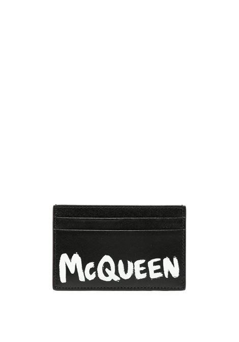 ALEXANDER MCQUEEN Portacarte McQueen Graffiti Nero e Bianco - ALEXANDER MCQUEEN