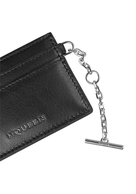 ALEXANDER MCQUEEN Portacarte Sling In Nero E Argento - ALEXANDER MCQUEEN