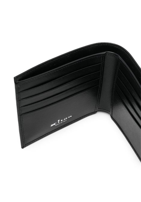 KITON Portafoglio Bi-Fold Nero Con Logo Argentato - KITON