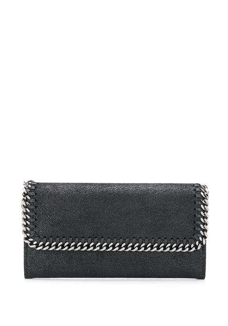 STELLA MCCARTNEY Portafoglio Continental Falabella Nero e Argento - STELLA MCCARTNEY