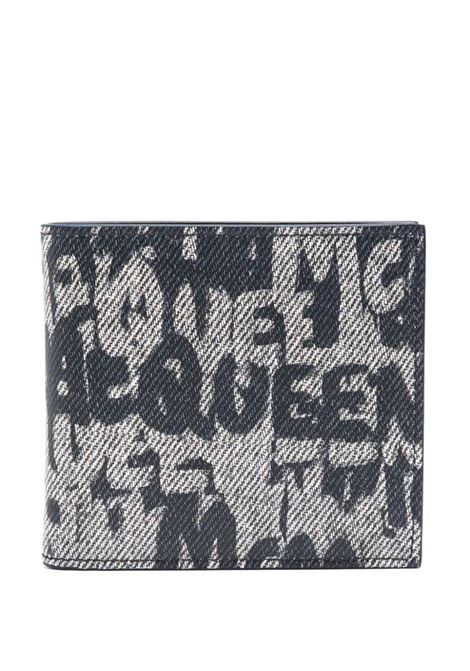 ALEXANDER MCQUEEN Portafoglio McQueen Graffiti Blu - ALEXANDER MCQUEEN