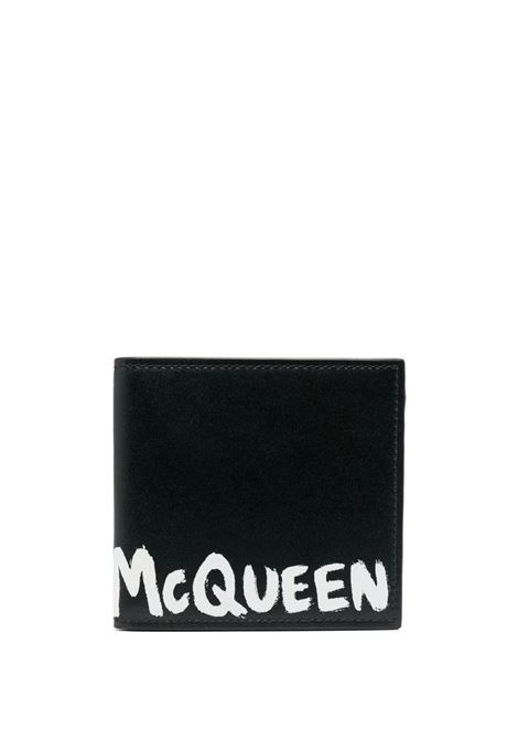 ALEXANDER MCQUEEN Portafoglio McQueen Graffiti Nero e Bianco - ALEXANDER MCQUEEN
