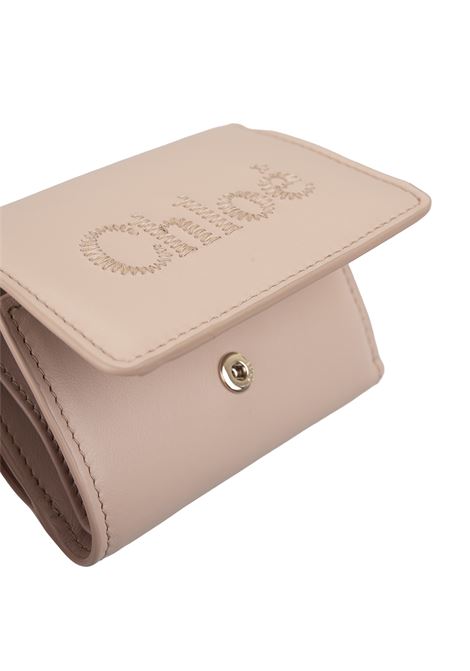 CHLOÉ Portafoglio Tri-Fold Chloé Sense Mini In Pelle Morbida Cement Pink - CHLOÉ