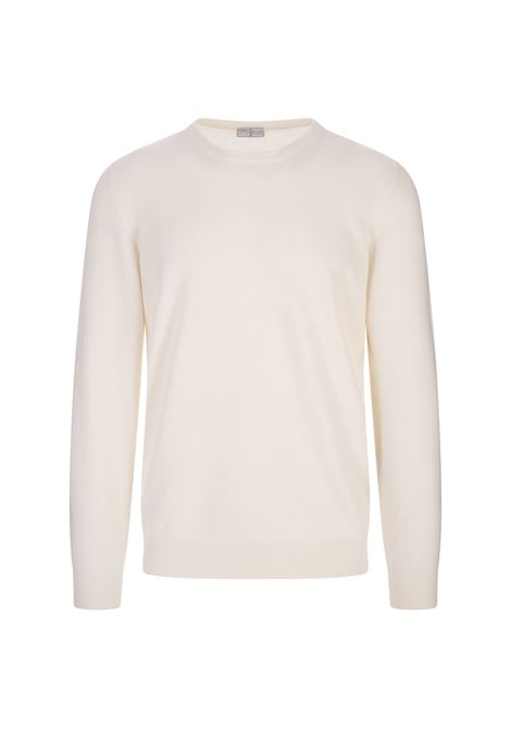 FEDELI Pullover a Girocollo In Cashmere Bianco - FEDELI