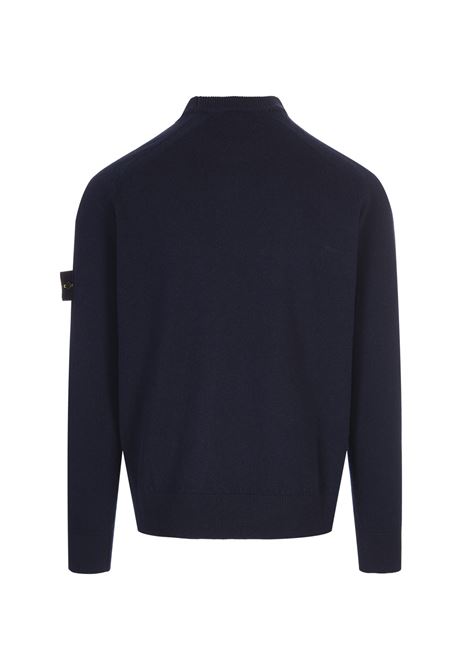 STONE ISLAND Pullover A Girocollo In Lana Blu Navy - STONE ISLAND