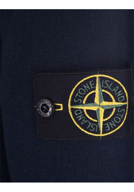 STONE ISLAND Pullover A Girocollo In Lana Blu Navy - STONE ISLAND