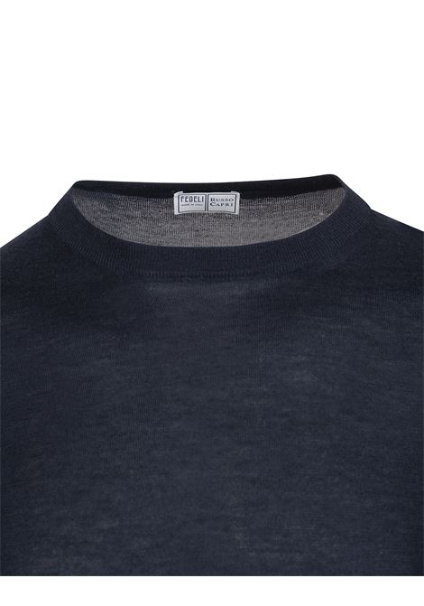 FEDELI Pullover Arg. In Cashmere E Seta Blu Notte - FEDELI