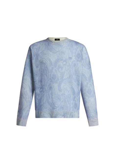ETRO Pullover Azzurro Con Motivo Paisley Intarsiato - ETRO