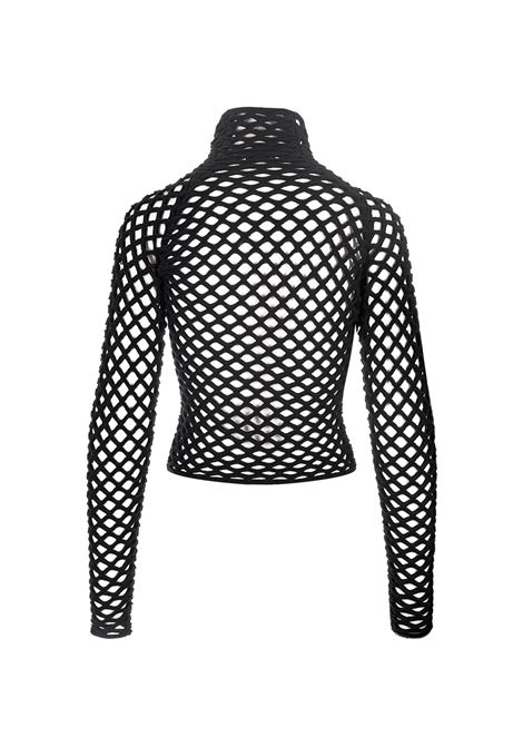 ALAIA Pullover Cage A Collo Alto In Maglia Nera - ALAIA