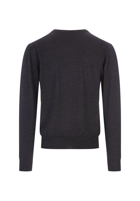 FEDELI Pullover Con Scollo A V In Lana Antracite - FEDELI
