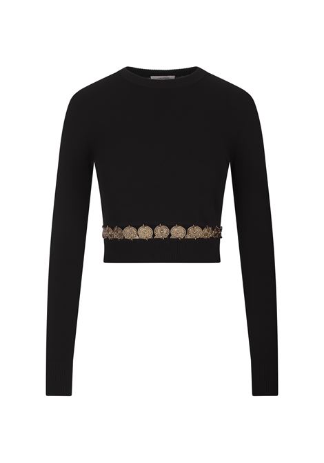 RABANNE Pullover Corto Nero Con Dettaglio Cintura - RABANNE