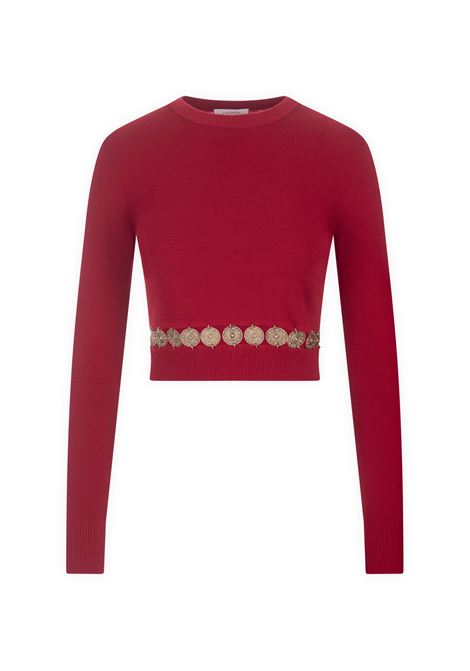 RABANNE Pullover Corto Rosso Con Dettaglio Cintura - RABANNE