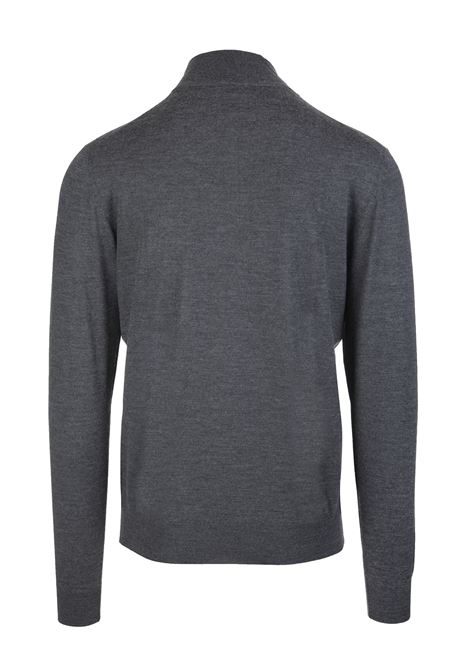 FEDELI Pullover Favonio A Mezza Zip In Seta E Cashmere Grigio - FEDELI