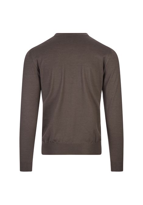FEDELI Pullover Girocollo Taupe In Cashmere E Seta - FEDELI