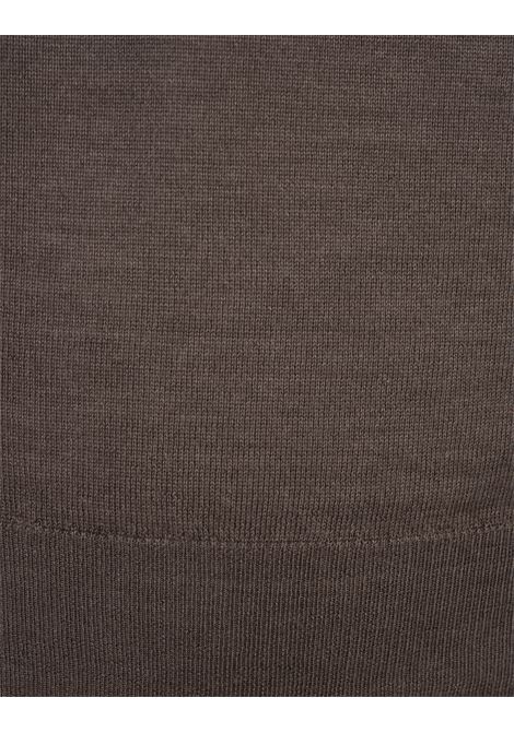 FEDELI Pullover Girocollo Taupe In Cashmere E Seta - FEDELI
